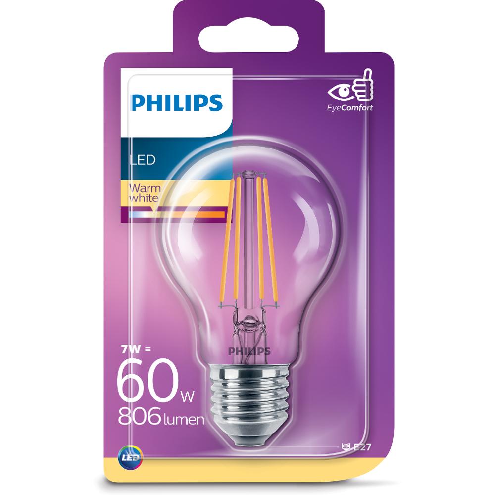 Philips LED Filament 60W E27 WW A60CL