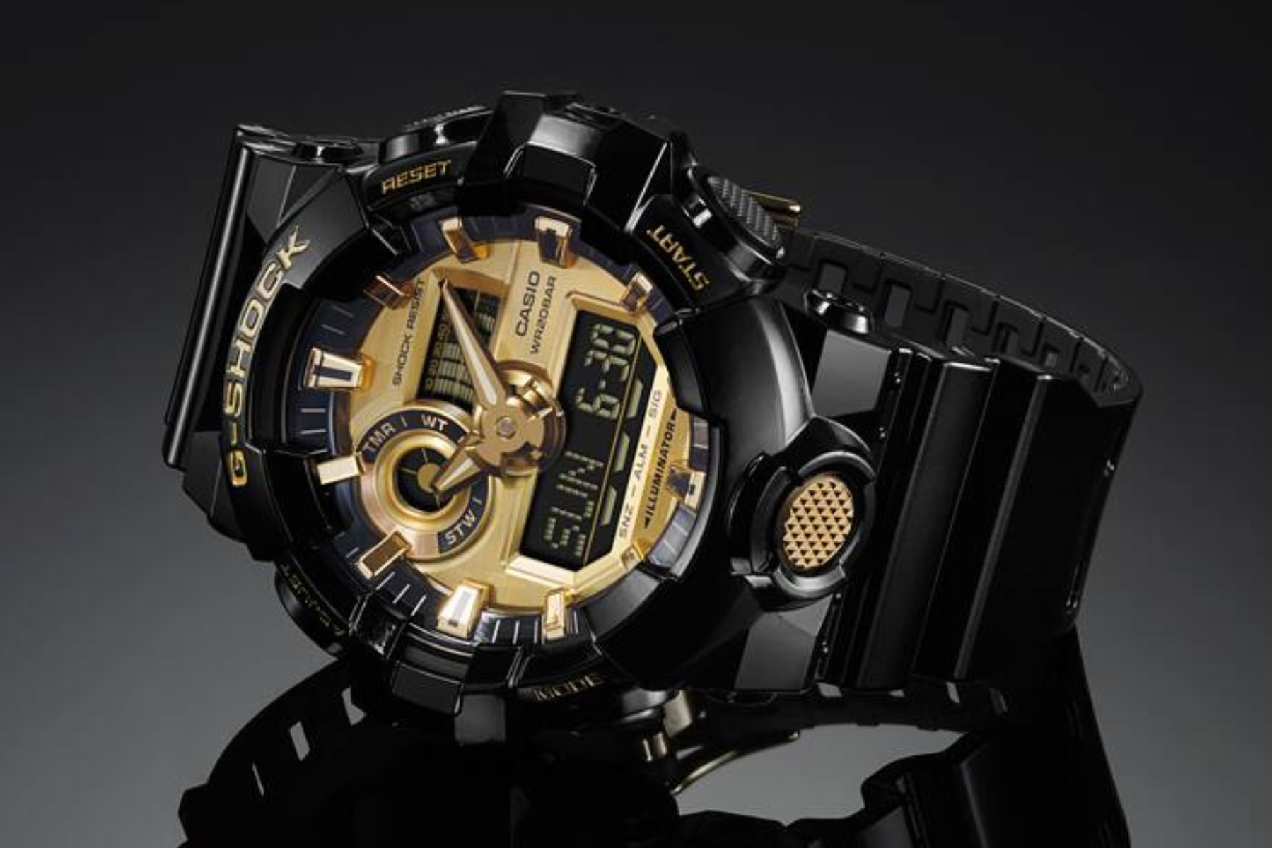 Pánske náramkové hodinky Casio G-SHOCK GA-710GB-1AER dizajn