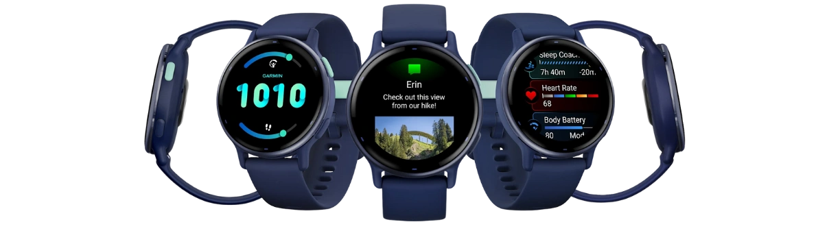 Objavte slobodu s Garmin vívoactive® 5 Navy Metallic.