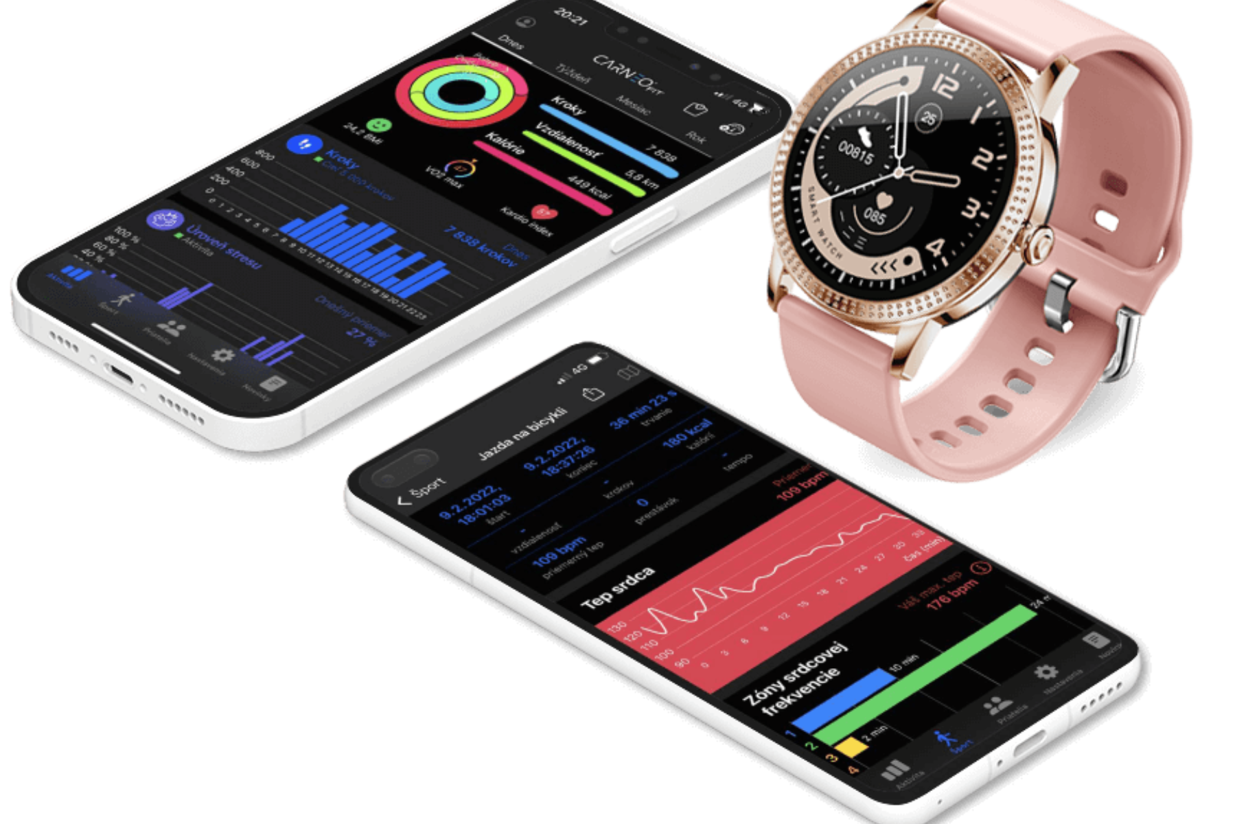 Smart hodinky Carneo Gear+ 2nd Gen. Gold appka FiT