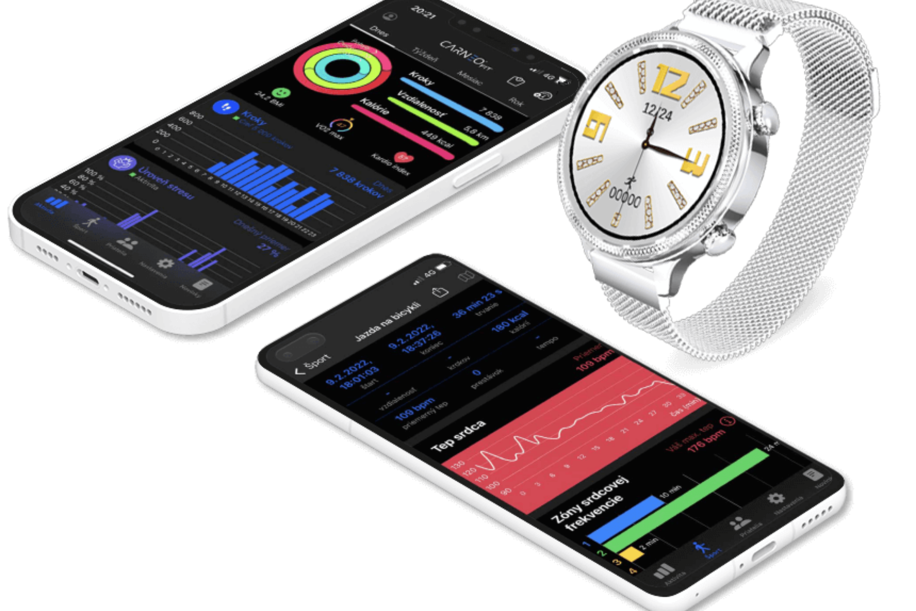 Smart hodinky Carneo Gear+ Deluxe Silver app carneo fit