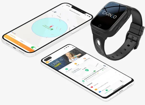 Aplikácia Carneo Guard vám ponúka jednoduché a intuitívne prepojenie s hodinkami Carneo Guardkid+ 4G Platinum black.