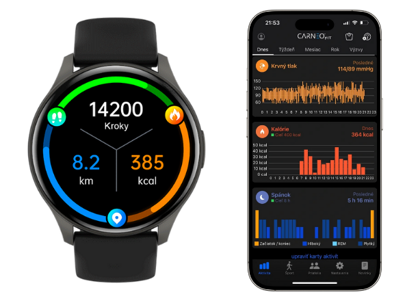 Každý pohyb sa počíta preto Smart hodinky Carneo Gear+ Essential 2nd gen. sledujú spálené kalórie podľa aktivity, dĺžky tréningu aj krokov počas dňa.