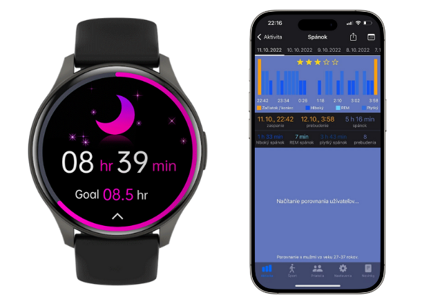 Smart hodinky Carneo Gear+ Essential 2nd gen. sleduje váš spánok, meria jeho dĺžku a jednotlivé fázy vrátane REM.