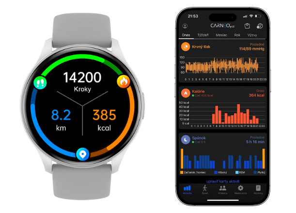 Každý pohyb sa počíta preto Smart hodinky Carneo Gear+ Essential 2nd gen. sledujú spálené kalórie podľa aktivity, dĺžky tréningu aj krokov počas dňa.