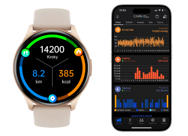 Každý pohyb sa počíta preto Smart hodinky Carneo Gear+ Essential 2nd gen. sledujú spálené kalórie podľa aktivity, dĺžky tréningu aj krokov počas dňa.
