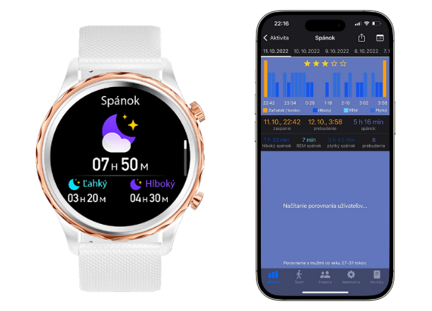 Smart hodinky Carneo Queen HR+ sleduje váš spánok, meria jeho dĺžku a jednotlivé fázy vrátane REM.