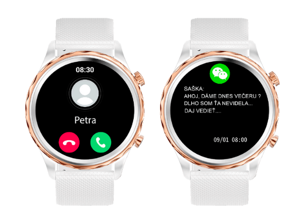 Vďaka funkcii BT call môžete telefonovať priamo z hodiniek Carneo Queen HR+.