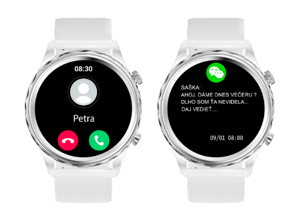 Vďaka funkcii BT call môžete telefonovať priamo z hodiniek Carneo Queen HR+.