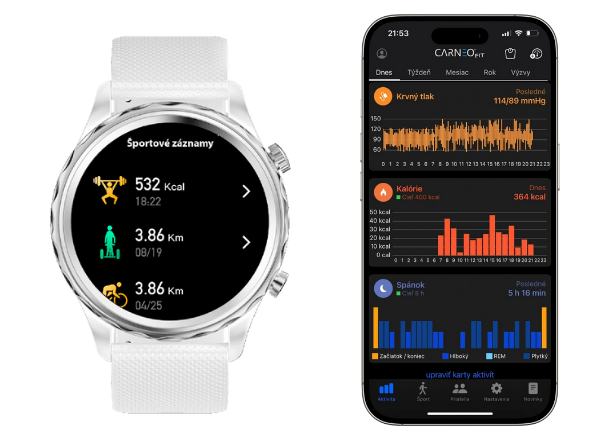 Každý pohyb sa počíta preto Smart hodinky Carneo Queen HR+ sledujú spálené kalórie podľa aktivity, dĺžky tréningu aj krokov počas dňa.