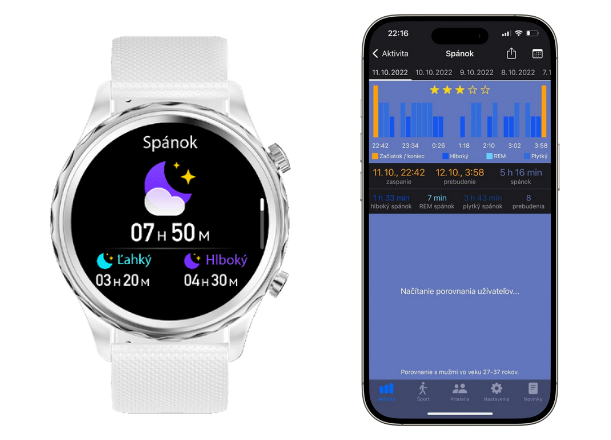 Smart hodinky Carneo Queen HR+ sleduje váš spánok, meria jeho dĺžku a jednotlivé fázy vrátane REM.