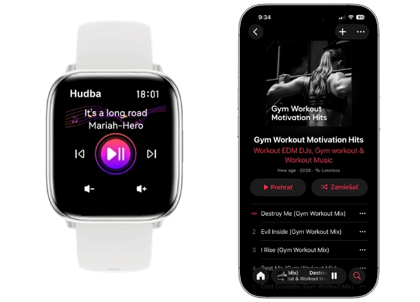 S hodinkami Smart hodinky Carneo Proxima HR+ si hudbu pust&iacute;te priamo zo z&aacute;p&auml;stia.