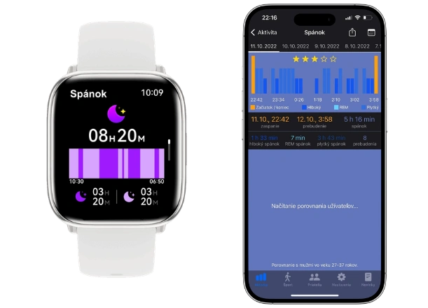 Smart hodinky Carneo Proxima HR+ sleduje v&aacute;&scaron; sp&aacute;nok, meria jeho dĺžku a jednotliv&eacute; f&aacute;zy vr&aacute;tane REM.
