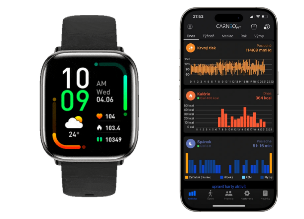 Každý pohyb sa počíta preto Smart hodinky Carneo Proxima HR+ sledujú spálené kalórie podľa aktivity, dĺžky tréningu aj krokov počas dňa.