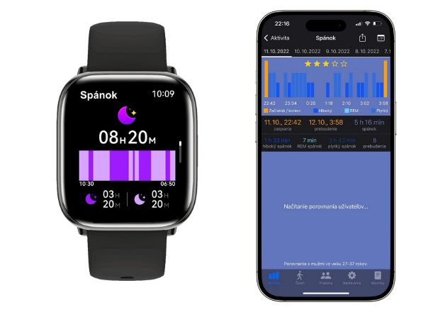 Smart hodinky Carneo Proxima HR+ sleduje váš spánok, meria jeho dĺžku a jednotlivé fázy vrátane REM.