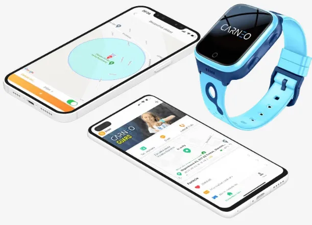 Aplikácia Carneo Guard vám ponúka jednoduché a intuitívne prepojenie s hodinkami Carneo Guardkid+ 4G Platinum blue.