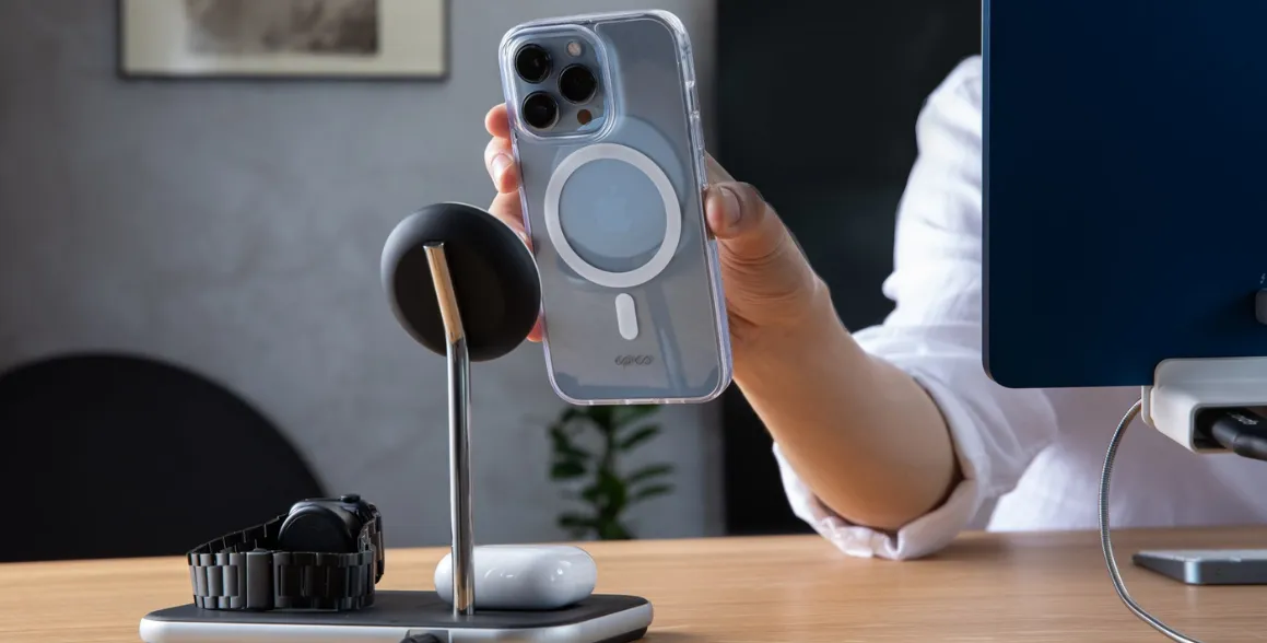 Technológia MagSafe nabíjačky Epico 3in1 MagSafe zaruší presné neprerušované nabíjanie s plnou rýchlosťou 15 W.