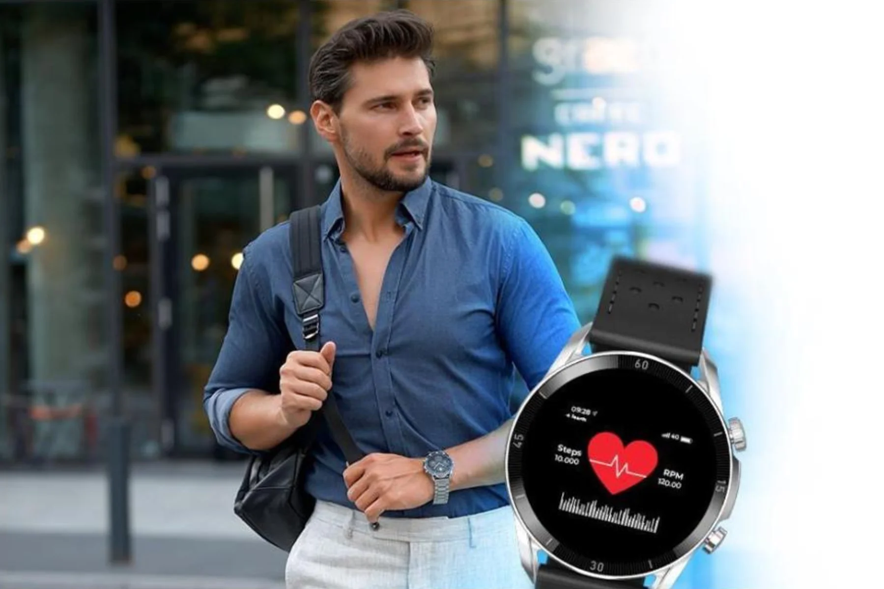 Smart hodinky Garett V10 Silver Black Leath srdcovy tep bluetooth