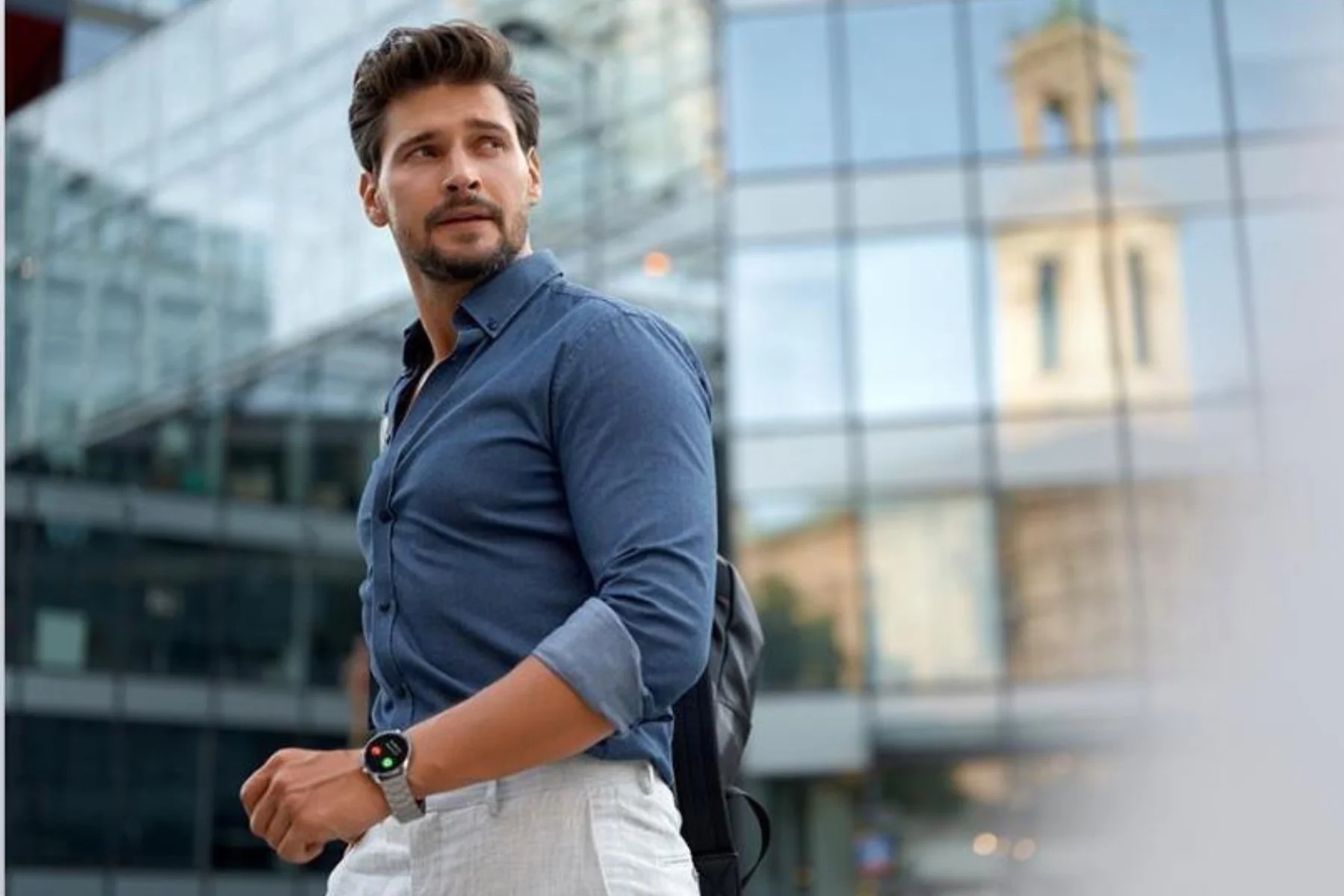 Smart hodinky Garett V10 Silver Black Leath Amoled displej