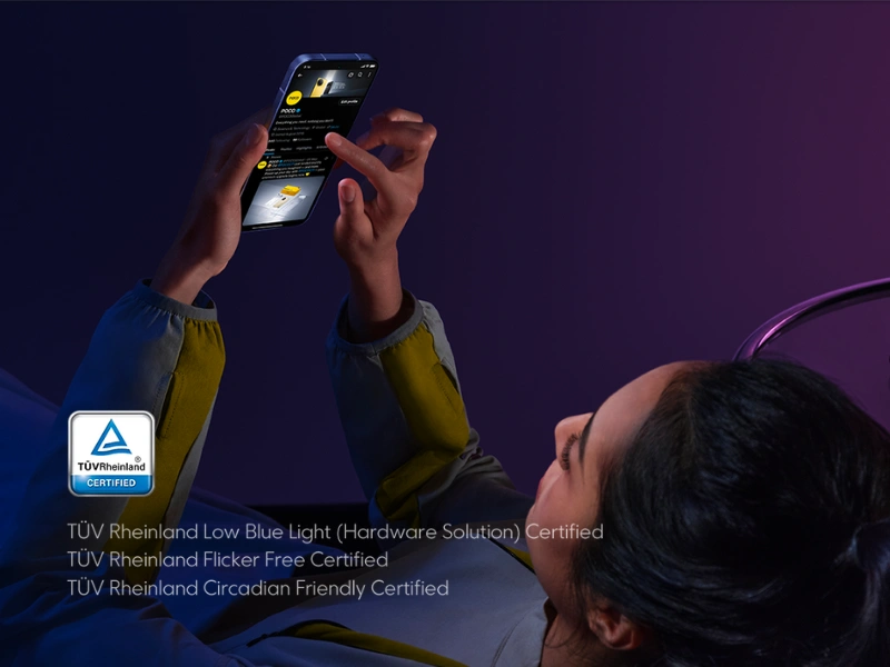 Displej telefónu POCO F7 Black s 16 000 úrovňami jasu, 3840 Hz PWM stmievaním, ochranou proti modrému svetlu a 3 certifikátmi TÜV Rheinland je ideálnym riešením pre nekonečnú mobilnú zábavu bez unavených očí.