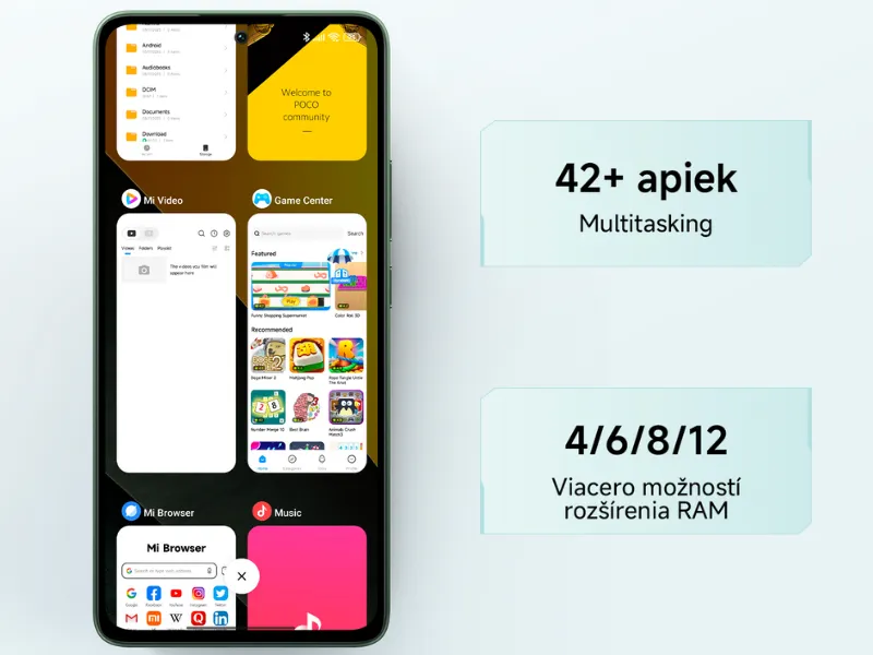 Technológia rozšírenia RAM dopraje vášmu telefónu POCO M7 Pro 5G Purple až 8 GB operačnej pamäte navyše.