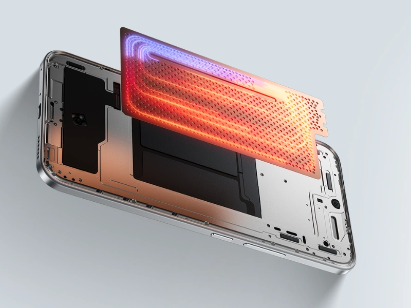 Až 3-krát lepšia vodivosť tepla zabezpečí stabilný výkon smartfónu POCO M8 Pro 5G bez rizika jeho prehriatia.