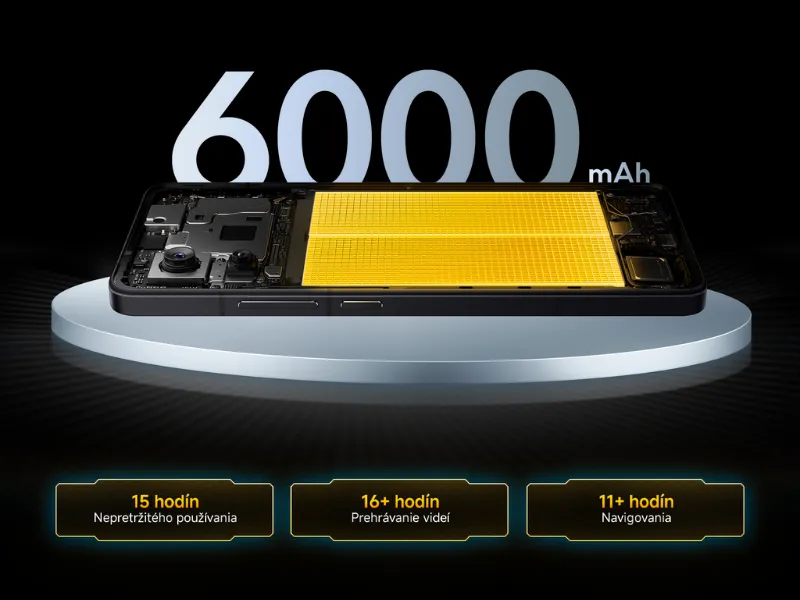 6000 mAh batéria telefónu POCO F7 Pro Black poskytne takmer nekonečne dlhú mobilnú zábavu.