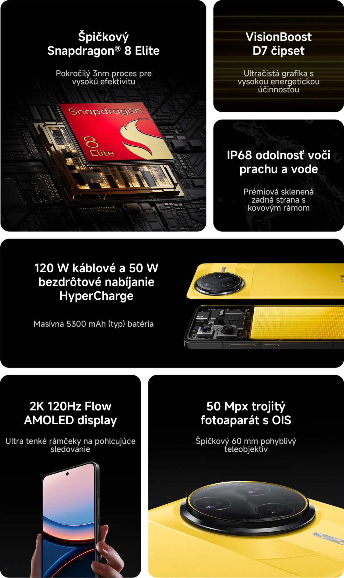 Hlavné výhody a benefity smartfónu POCO F7 Ultra Black.