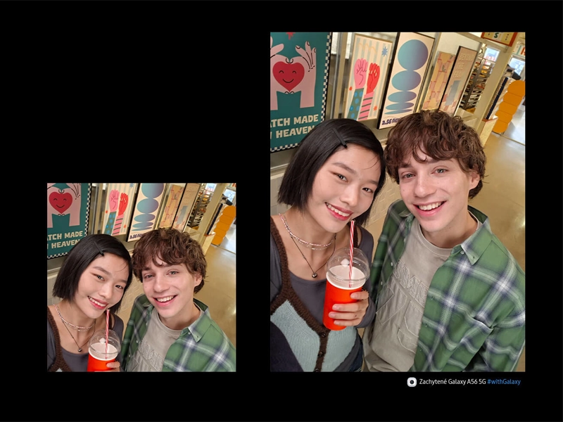 Mobilný telefón Samsung Galaxy A56 portretové fotografie.