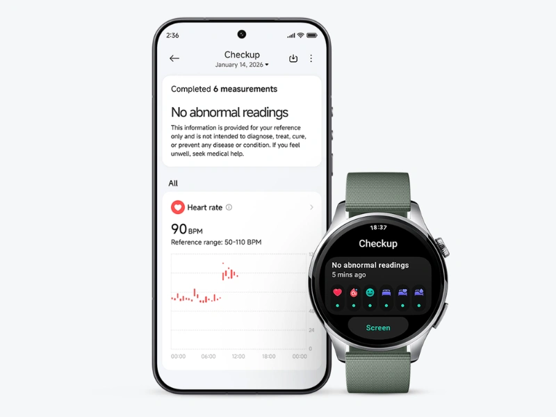 Xiaomi Watch 5 monitorujú tep, hladinu kyslíka v krvi aj mieru stresu.