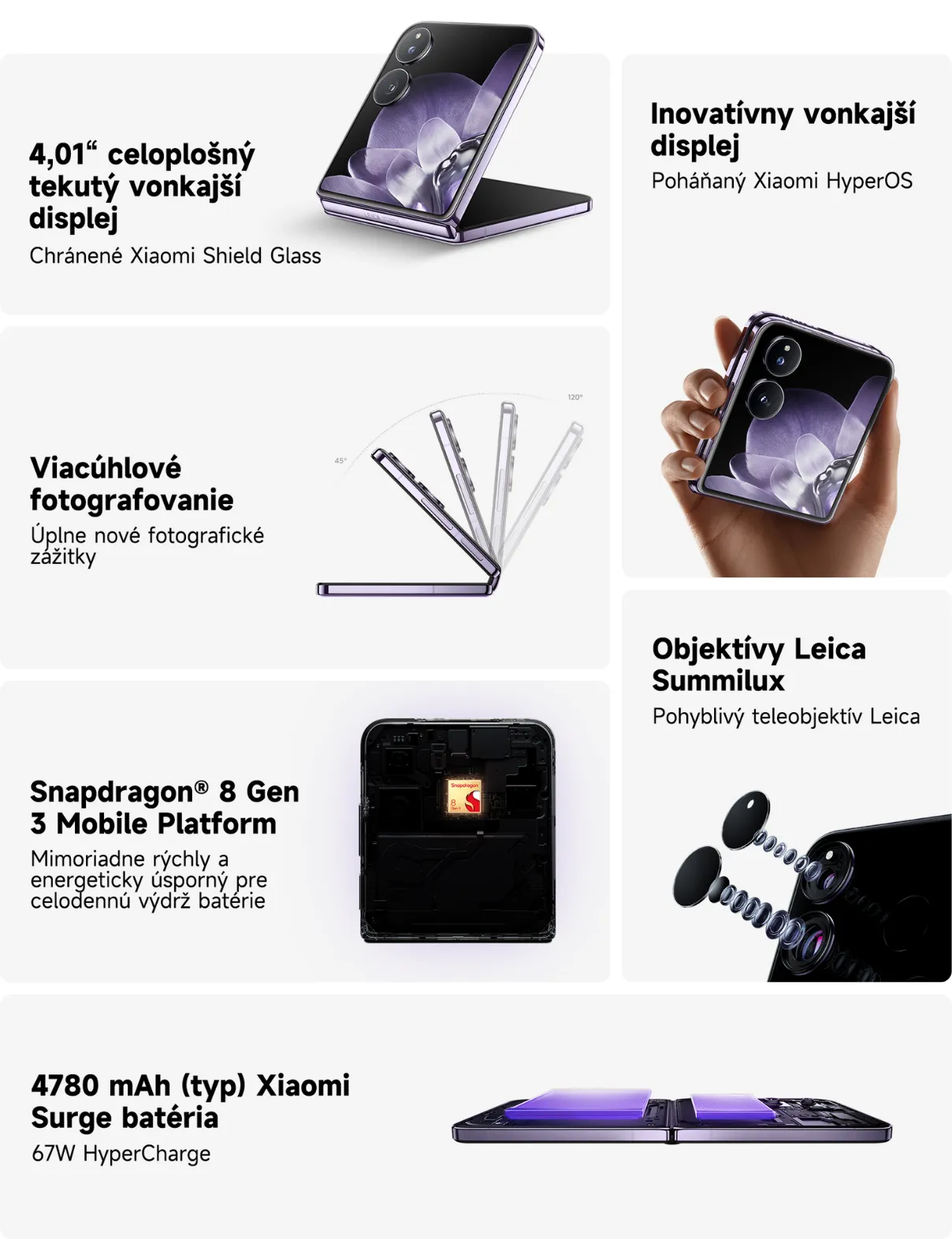 technické vychytávky a schopnosti smartfónu Xiaomi MIX Flip 12/512GB