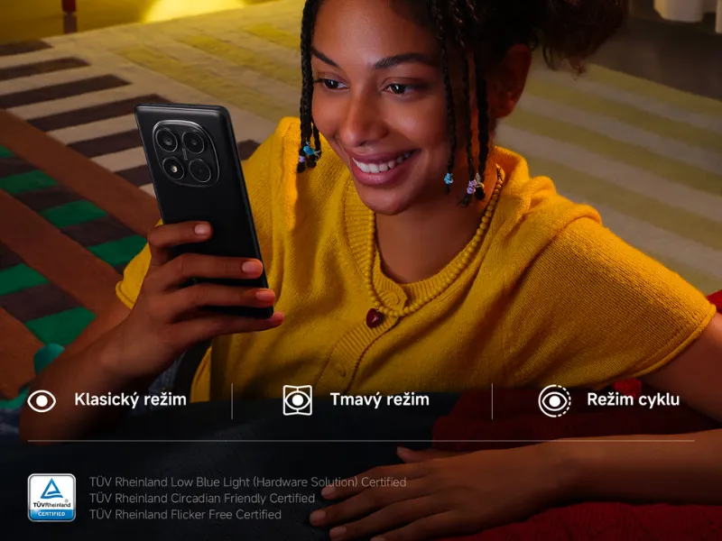 Displej telefónu Redmi Note 14 Pro+ 5G je dizajnovaný na ochranu vaších očí.