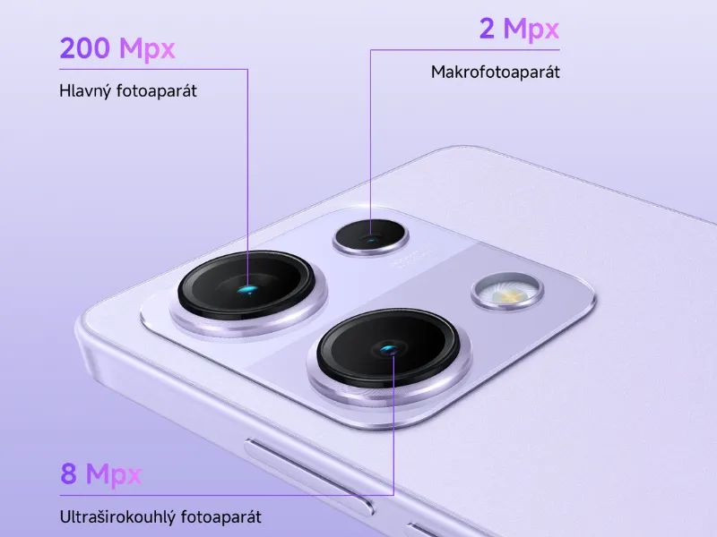 Vďaka 200 Mpx fotoaparátu smartfónu Redmi Note 14S Aurora Purple, pokročilej optickej stabilizácii, technológii Xiaomi Imaging Engine a Super QPD si vychutnáte dychberúce detaily a živé farby.