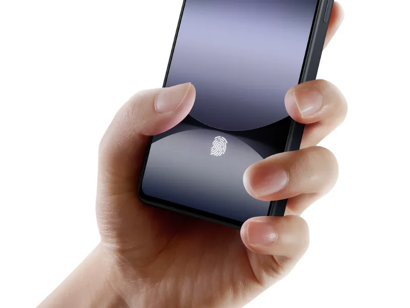 Smartfón Redmi Note 14S Aurora Purple a jeho v displeji integrovaný snímač odtlačkov prstov, strážia vaše tejomstvá.