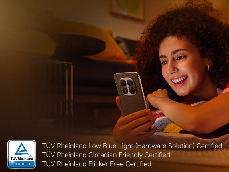 Či už pozer&aacute;te filmy, hr&aacute;te hry alebo len tak bl&uacute;dite po soci&aacute;lnych sieťach, pred unaven&yacute;mi očami v&aacute;s ochr&aacute;ni displej telef&oacute;nu Redmi Note 15 Pro+ 5G s trojn&aacute;sobnou certifik&aacute;ciou T&Uuml;V Rheinland.