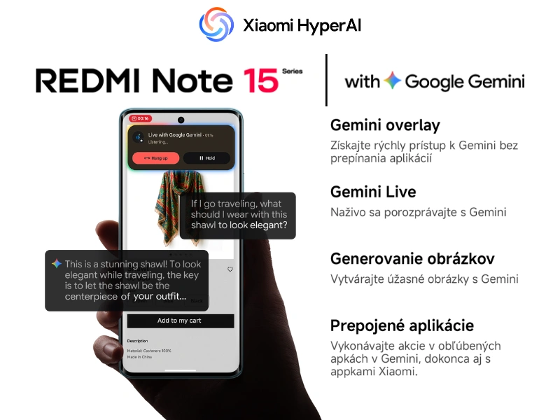 Google Gemini v smartf&oacute;ne Redmi Note 15 v&aacute;m ochotne pod&aacute; pomocn&uacute; ruku pri p&iacute;san&iacute;, brainstormingu, učen&iacute; alebo in&yacute;ch kreat&iacute;vnych činnostiach.