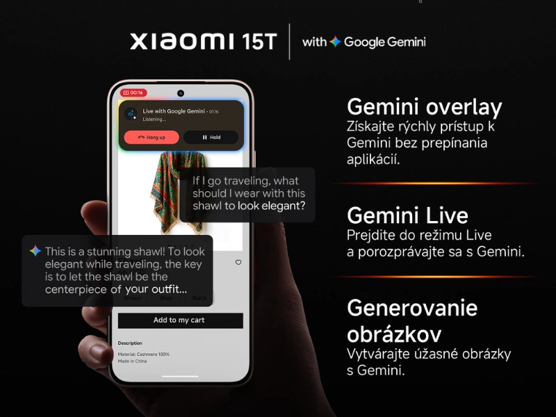 Google Gemini v smartfóne Xiaomi 15T vám ochotne podá pomocnú ruku pri písaní, brainstormingu, učení alebo iných kreatívnych činnostiach.