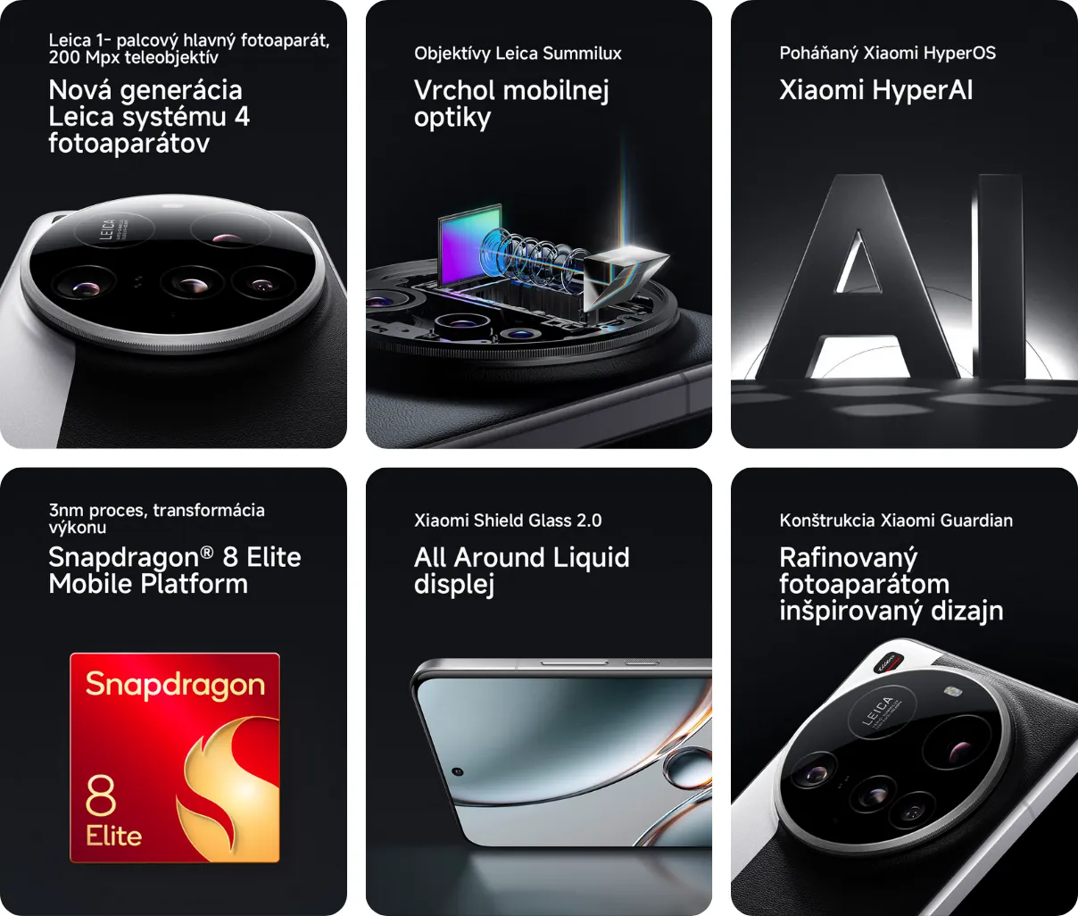Kľúčové vlastnosti telefónu Xiaomi 15 Ultra 16/512GB Black.