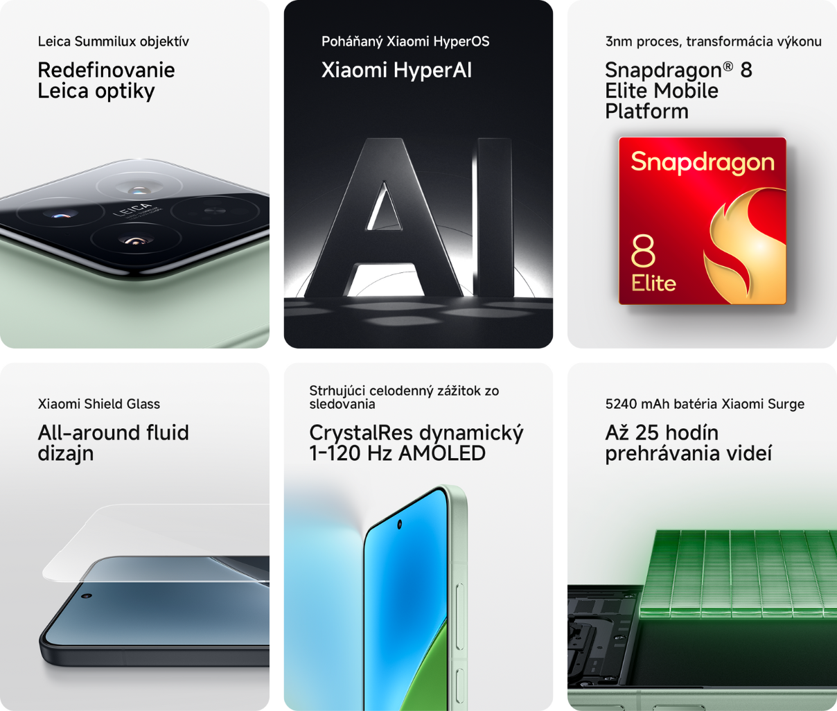 Kľúčové vlastnosti telefónu Xiaomi 15 12/256GB Black.