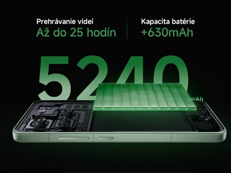 5240 mAh batéria telefónu Xiaomi 15 12/256GB Green vám prinesie hodiny vašej obľúbenej zábavy.