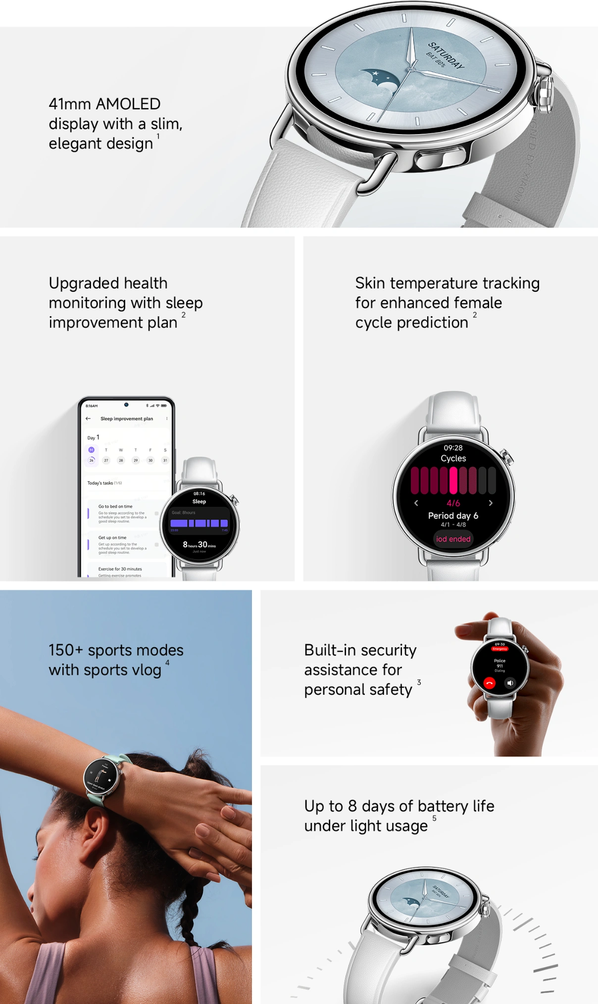 Kľúčové vlastnosti hodiniek Xiaomi Watch S4 41mm.