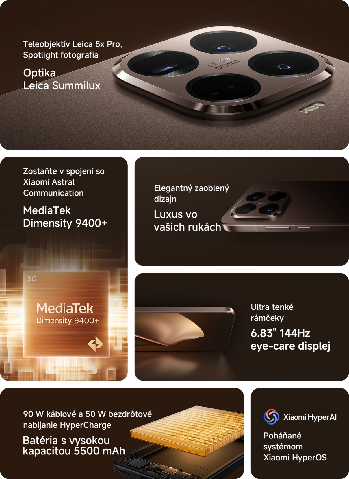 Kľúčové vlastnosti telefónu Xiaomi 15T Pro.