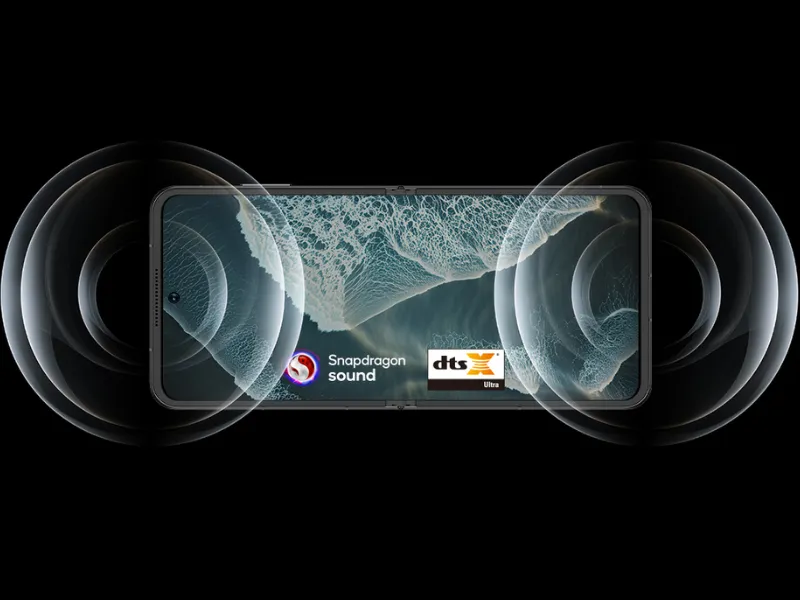 Vychutnajte si pravý stereo zvuk telefónu ZTE Nubia Flip 5G, za ktorým stoja 2 reproduktory, podpora DTS:X® Ultra a technológii Snapdragon Sound.