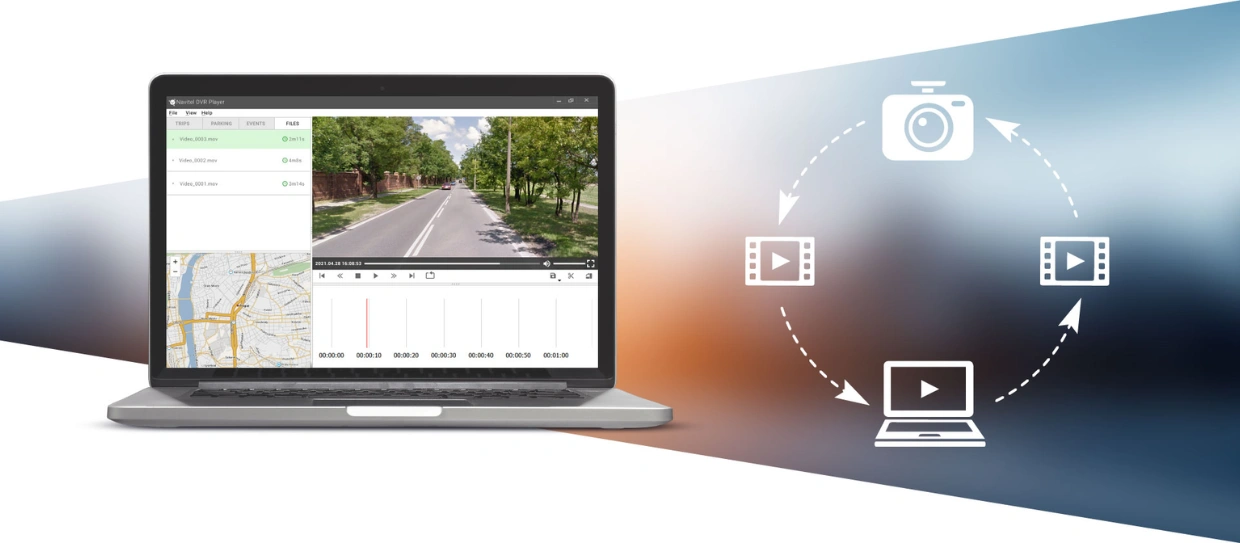 D&aacute;ta autokamery NAVITEL R35 m&ocirc;žete spravovať pomocou programu DVR Player.