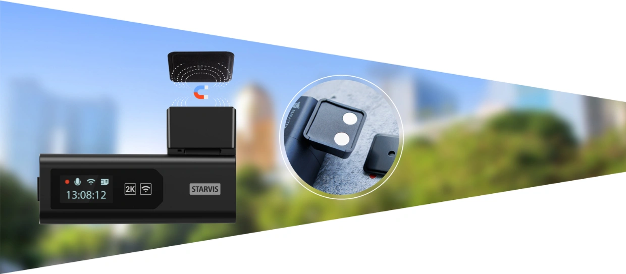 Autokamera NAVITEL R67 2K má v balení Magnetický držiak.