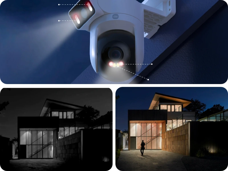 Pri detekcii osoby v tme sa na kamere Xiaomi Outdoor Camera CW500 Dual automaticky aktivujú výkonné biele svetlá, ktoré osvetlia celú scénu.