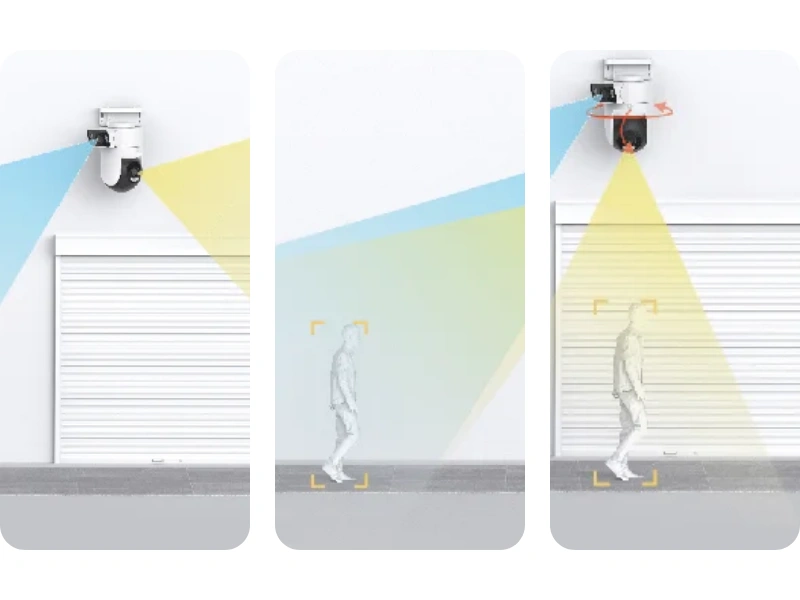 Outdoor Camera CW500 Dual nielen deteguje, ale aj aktívne sleduje každý podozrivý pohyb.