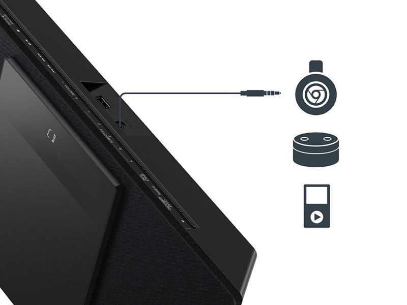 Mikrosystém Panasonic s funkciou AUX-IN Auto Play pre zvukové a streamujúce zariadenia