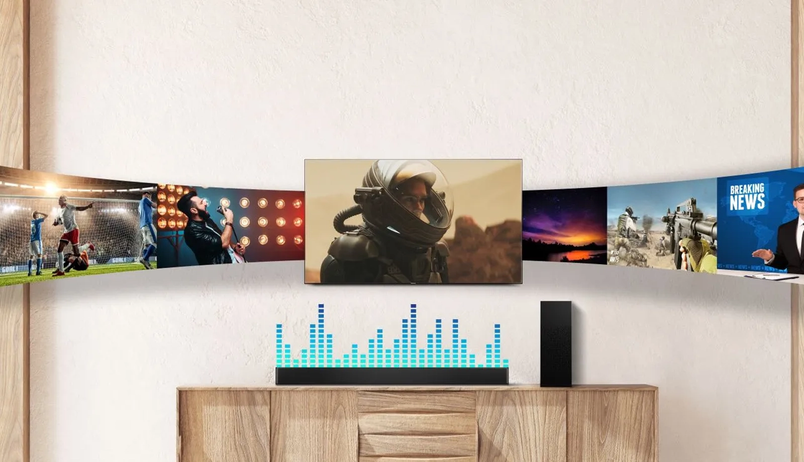 Hisense soundbar 6 zvukových režimov.