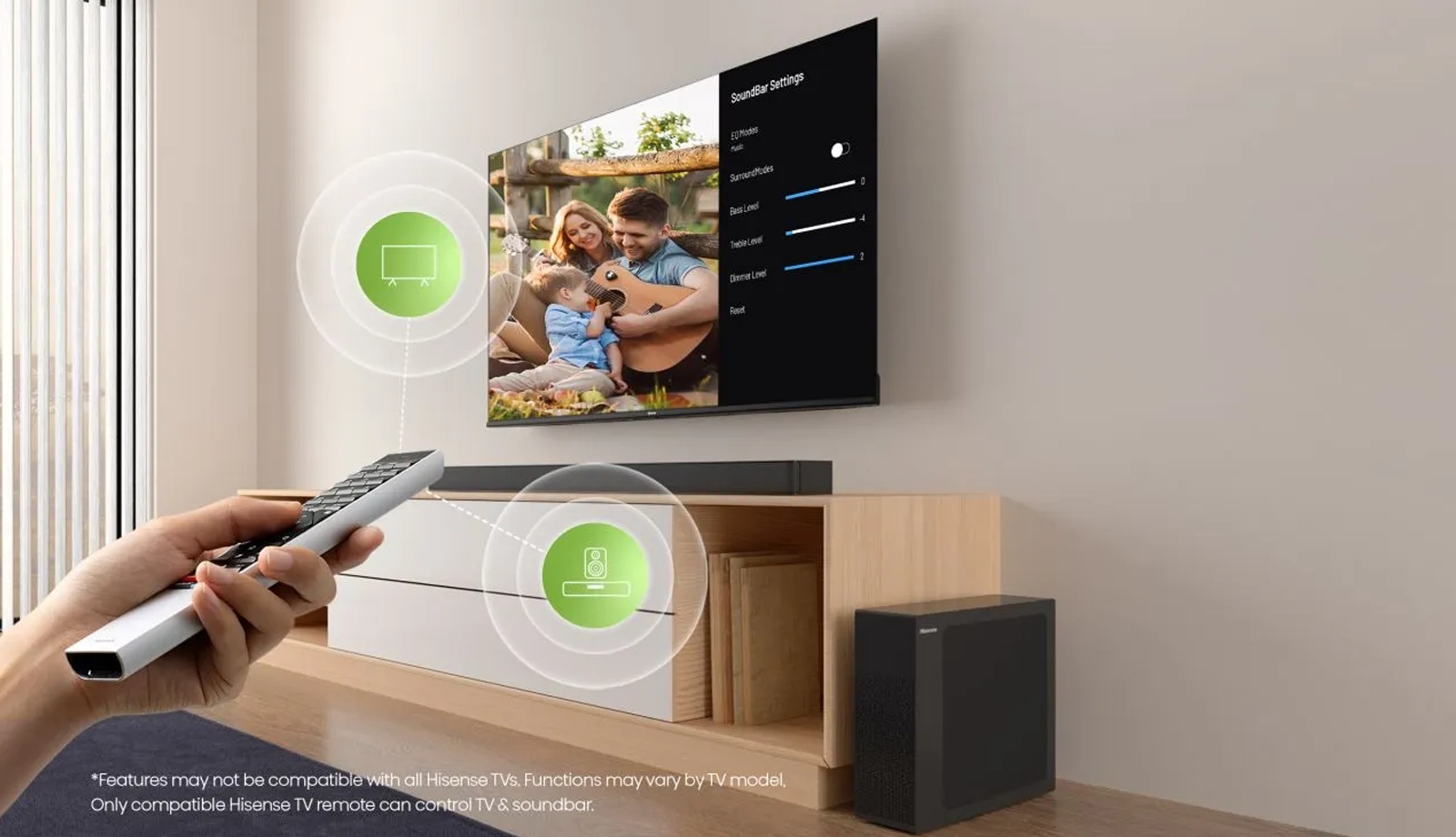 Hisense soundbar EZ PLAY ovládač.
